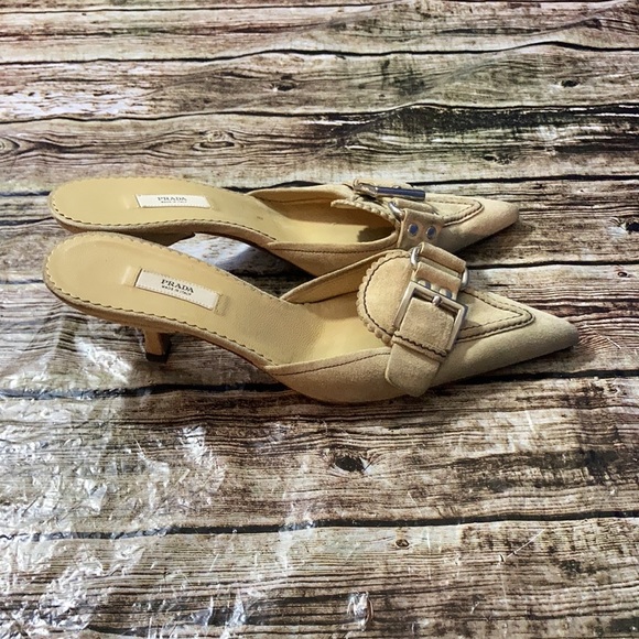Prada Suede Kitten Heeled Mules - Picture 3 of 12